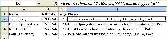 Text Function to Properly Join Date Cell